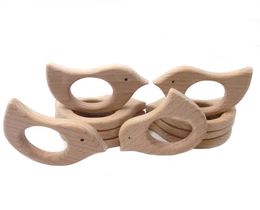 Whole 2020 Natural Beech Wooden Bird Teether Handmade Organic Baby Toys DIY Wood Teether Pendent EcoFriendly Safe Baby Teethi3995959