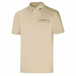 Verão masculino vestuário de manga curta camisa de golfe preto ou branco cor jlgolf roupas casuais moda camisa esportes ao ar livre polo