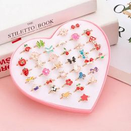 Cluster Rings 10pcs/lot Love Kids Cute Sweet Design Flower Animal Fashion Jewelry Accessories Girl Child Gifts Finger FS114