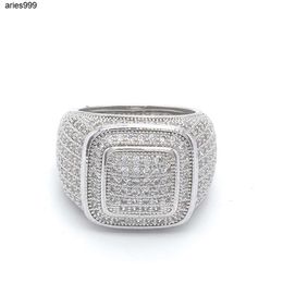 New Trendy Round Mens Hip Hop Jewellery 925 Silver Claw Setting Full with Lab Made Stones Rings