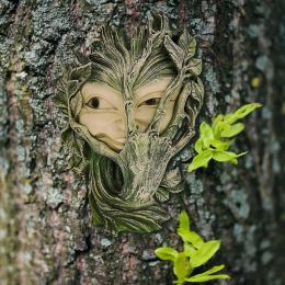 Sculptures Women Face Tree Decor Resin Garden Peeker Sculpture Statue DIY Trees Hugger Wall Art Mystic Decoration Ornaments