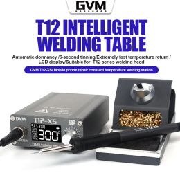 stations GVM T12XS Soldering Station T12 Intelligent Welding Table LED Digital Display Automatic Dormancy BGA Rework Tools