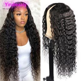 V Part Lace Wigs Deep Wave Brazilian Peruvian Indian Virgin Hair Natural Colour 10-32inch V Style Capless Wigs 150% 180% 210% Density