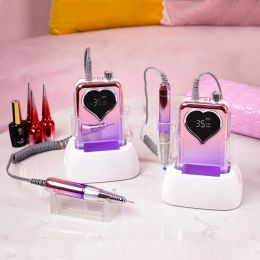 Kits Purple Portable Desktop Base Cordless Nail Drill Hine 35000rpm Rechargeable Manicure Electric Nail File Drill 35000 Battery