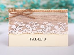 Retro Table Name Place Cards Linen Lace Wedding Party Favour DecorBirthday Party Gifts Centrepieces Accessories Baby Shower5885179