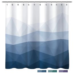 Curtains Geometric Blue Shower Curtain Liner Popular Waterproof Fabric Shower Curtain Bathroom Decor Contemporary Bath Curtain With Hooks