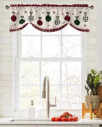 Curtains Christmas Christmas Ball Window Curtain Living Room Kitchen Cabinet Tieup Valance Curtain Rod Pocket Valance