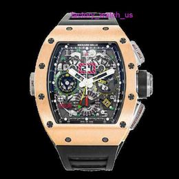 Exciting Watch RM Watch Hot Watch RM11-02 18k Rose Gold Calendar Time Month Double Time Zone Clock RM1102