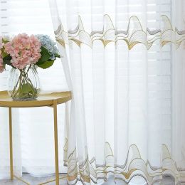 Curtains Small Fresh Wave Yarn Embroidered Curtains High Quality Material Tulle For Luxury Living Room Bedroom Study Home Decoration