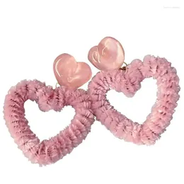 Dangle Earrings Stylish Heart Drop Ear Jewelry Plush Material Perfect For Daily Wear Dates Parties