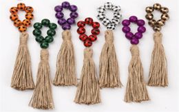 Napkin Rings Farmhouse Natural Wooden Beads Tassels Napkins Holders Buckles for Wedding Dinner Party Table Decorations1824961