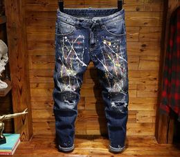 Men039s 2020 luxury designer jeans rock and roll revival highend square jeans tight paint bike skinny brand jeans de designer 5163031