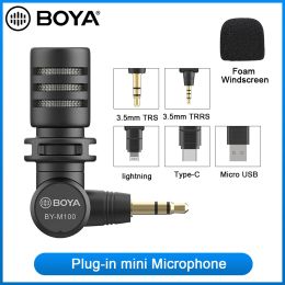 Microphones BOYA BYM100 3.5mm TRS Plugin Miniature Microphone for Canon Nikon Sony Panasonic Digital DSLR Camera Camcorder Audio Recorder