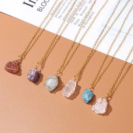 Pendant Necklaces Irregular Natural Winding Stone Apatite Fluorite Amethysts Necklace For Women Men Jewelry Gifts