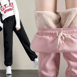 Fleece Sweatpant Winter Warm Pants Trendy AnkleLength Trousers Guard Casual Sports Thicken Leggings 240309