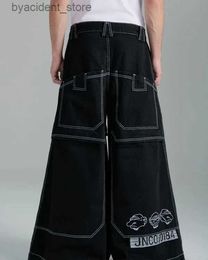 Men's Jeans JNCO Jeans Streetwear Hip Hop Big Pocket Oversized Pants Graphic Print Loose Jeans Men Women Harajuku High Waisted Wide Pants L240313