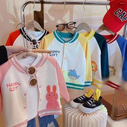 Jackets Spring Autumn Winter Thickened Fleece Children's Baseball Jersey Cartoon Rabbit Lion Whale Baby Girls Outerwear Jack