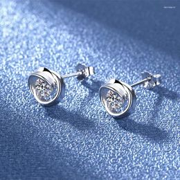 Stud Earrings Product Silver Colour Jewellery Set With Cubic Zirconia Rotating Love Simple Luxury Elegant Banquet