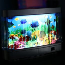 Aquariums Led Fish Tank Lamp Sea View Fish Creative Simulation Aquarium Underwater World Landscape Lamp for Living Room Decoration