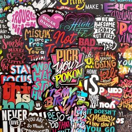 50Pcs Inspirational Short Sentence English Letter Cartoon Serie Stickers For Skateboards Laptop Luggage Scrapbook5212067