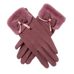 Ladies Plush Super Stretch Thickening Warm Touch Screen Cute Hair Mouth Outerwear Gloves For Female Five Fingers2646