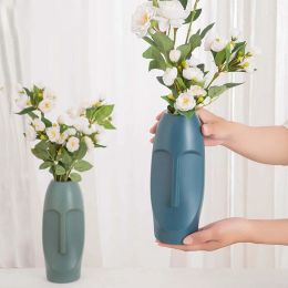 Vases Home Decoration Nordic Chic Human Face Imitation Ceramic Plastic Dry Flower Vase Flower Arrangement Creative Desktop Gifts