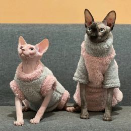 Clothing Pet Clothes for Sphynx Cotton Cat Winter Warm Luxury Puppy Kitten Sweater Pink Blue Leopard Print Soft Coat Clothes Fur Hoodies