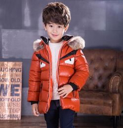 Kids Down Coat Designer Boys Clothes FallWinter Style Quilted Warm PU Leather Jacket Children039s Hooded Outwear 212 Years5182729