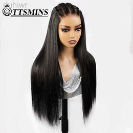 Synthetic Wigs Synthetic Wigs Invisible 13x4 Lace Frontal Wig Cut Straight Glueless Wigs Wear and Go Hair For PrePlucked Closure Wig ldd240313