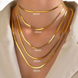 Pendant Necklaces 316L Stainless Steel Snake Chain Necklace for Women Men Gold Color Herringbone Choker Neck Chains 2023 Trend Jewelry Gift Hot L24313