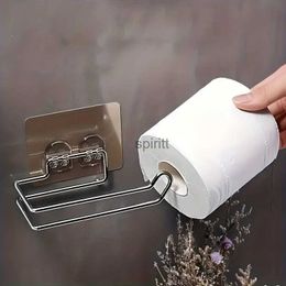 Toilet Paper Holders 1pc Tissue Dispenser Multifunction Toilet Kitchen Roll Paper HolderStainless Steel Repeatedly Washable Stick Hooks Rack 240313