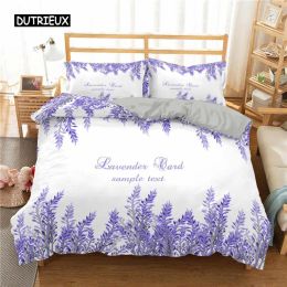 sets Lavender Duvet Cover Set King Size Purple Flower Romantic and Beautiful Bedding Set for Girls Women 2/3pcs Polyester Quilt Cover