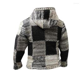 Men's Sweaters Casual 2024 Personality Knitted Splicing Coat Trendy Elegant Autumn Winter Jacket Ethnic Outdoor Hooded