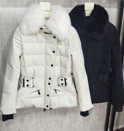 Women039s Down Parkas High Quality Style Coats Genuine Fur Outdoor Ski Jacket Black And White Color Jackets14871666