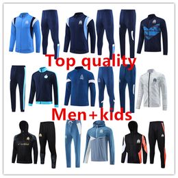 23 24 men long zipper soccer tracksuits MILIK PAYET Marseilles survetement fottball Training suit veste maillot de foot Olympique OM tracksuit football jogging kit