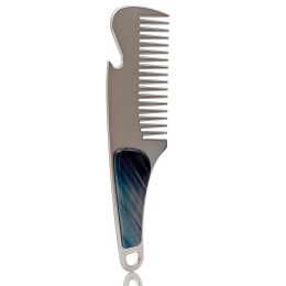 Professional Pocket Hair Comb Stainless Steel Portable Men Beard Comb For Shaving Beer Opener Portable Metal Mustache Comb Peine De Barba Portatil Para Hombres