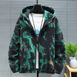 Men's Jackets Fashion 2024 Spring Autumn Casual Camouflage Hooded Streetwear Loose Tie-Dye Coats Outdoor Windproof Tops Parkas
