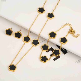 Other Stainless Steel Non Fading Minimalist Creative Plant Live Leaf Petal Flower Pendant Necklace Earrings Bracelet Jewelry SetL242313