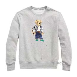 Polo Hoodie Sweater Mens Casual Teddy Bear Print Pullover Polo Sweater Hoodie Sweatshirt Jacket Polo S 604