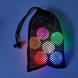 Portable Practise At Night Gift 6PCS Package Mesh Bag Durable Light Up Glowing In The Dark LED Golf Balls 240301