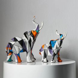 Sculptures Painting Art Elephant Sculptures & Figurines Modern Decoration Home Resin Animal Statue Nordic Living Room Nordic Interior Decor