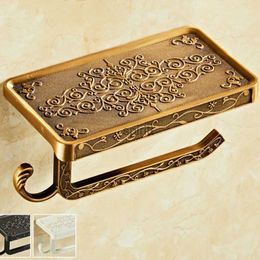 Toilet Paper Holders Antique Brass Toilet Paper Holder Bathroom Mobile Tssue Roll Storage Rack Accessory WF1027 240313