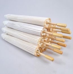 Wedding Parasols White Paper Umbrellas Chinese Mini Craft Umbrella Bamboo Frame Wooden Handle Diameter 20304060cm Kids DIY Umbr5175696
