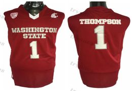 Mens Vintage Washington State Cougars Klay 1 Thompson College Basketball Jerseys Red Home Stitched Shirts SXXL8606852