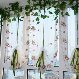 Curtains Strawberry Sheer Curtain Roman Shade Voile Cortinas Window Sheer Curtains For Living Room Kitchen Curtains Tulle 1PCS