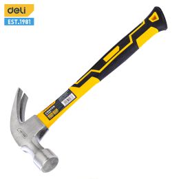 Hammer Deli 0.75kg Fibernonslip Handle Claw Hammer Multifunction Woodworking Portable Hand Tool Magnetic Card Structure Hammer