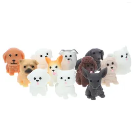 Garden Decorations 12pcs Micro Landscape Figurines Miniature Dog Statues Decoration (Mixed Style)