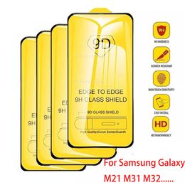 9D Tempered Glass Film for Samsung Galaxy M21 M31 M32 M51 M52 J4 Plus J6 J7 J8 Full Cover Clear Screen Protector Anti Shatter Glass Film Retail box