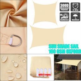 Nets Beige 300D Waterproof Polyester Square Rectangle Shade Sail garden terrace Canopy swimming Sun shade Camping Hiking Yard sail