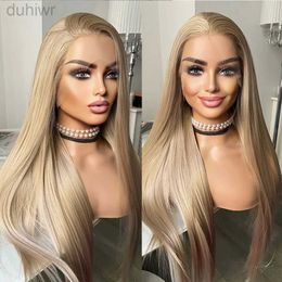 Synthetic Wigs Synthetic Lace Front Wig Long Straight Hair Lace Wigs for Women with Hair Heat Party Cosplay Wig Black Blonde ldd240313